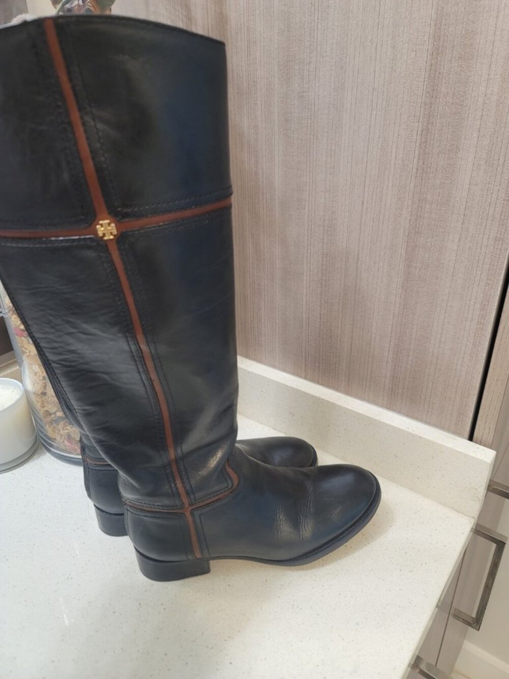 Tory Burch Juliet Riding Leather Riding Boots Black Sz 5.5 M - Picture 7 of 11